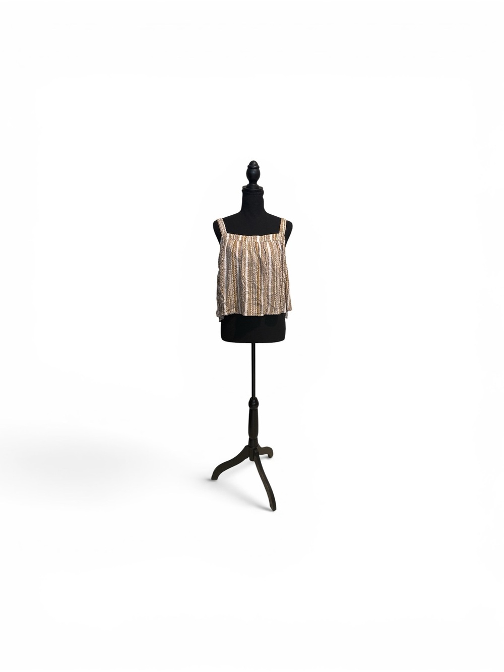 Women's Metallic Strappy Camisole - Gold Stripes